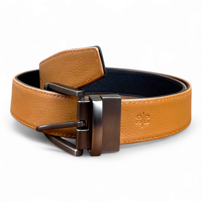 Legacy Leather Belt Double Side : Black & Mustard